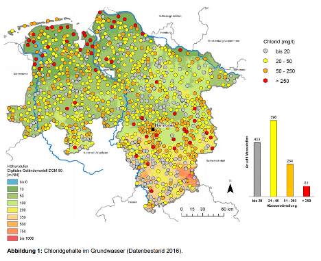 Karte der Chloridkonzentration in Deutschland